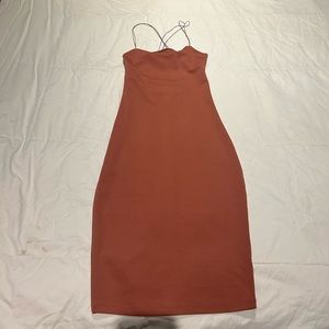 XS burgundy/light brown bodycon dress